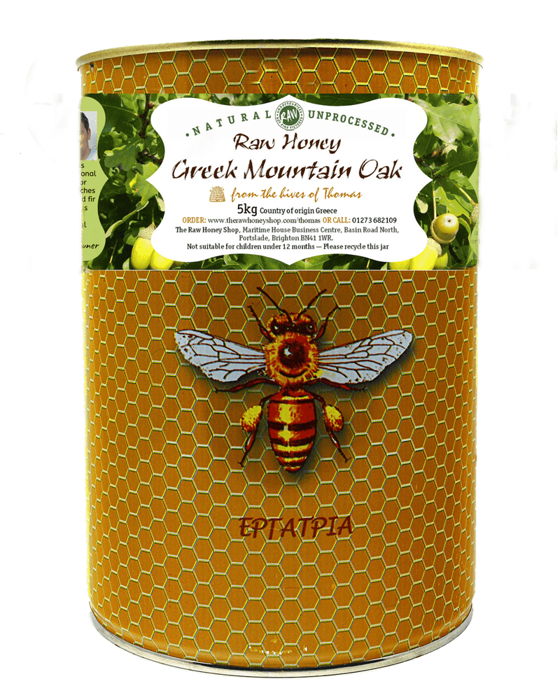Artisan Raw Organic Greek Mountain Oak Honey - 5kg/Active 21.5