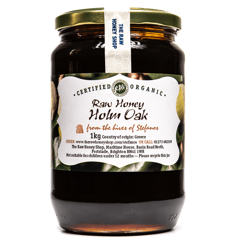 Raw Organic Greek Holm (also known as Mediterranean) Oak Honey - 1kg