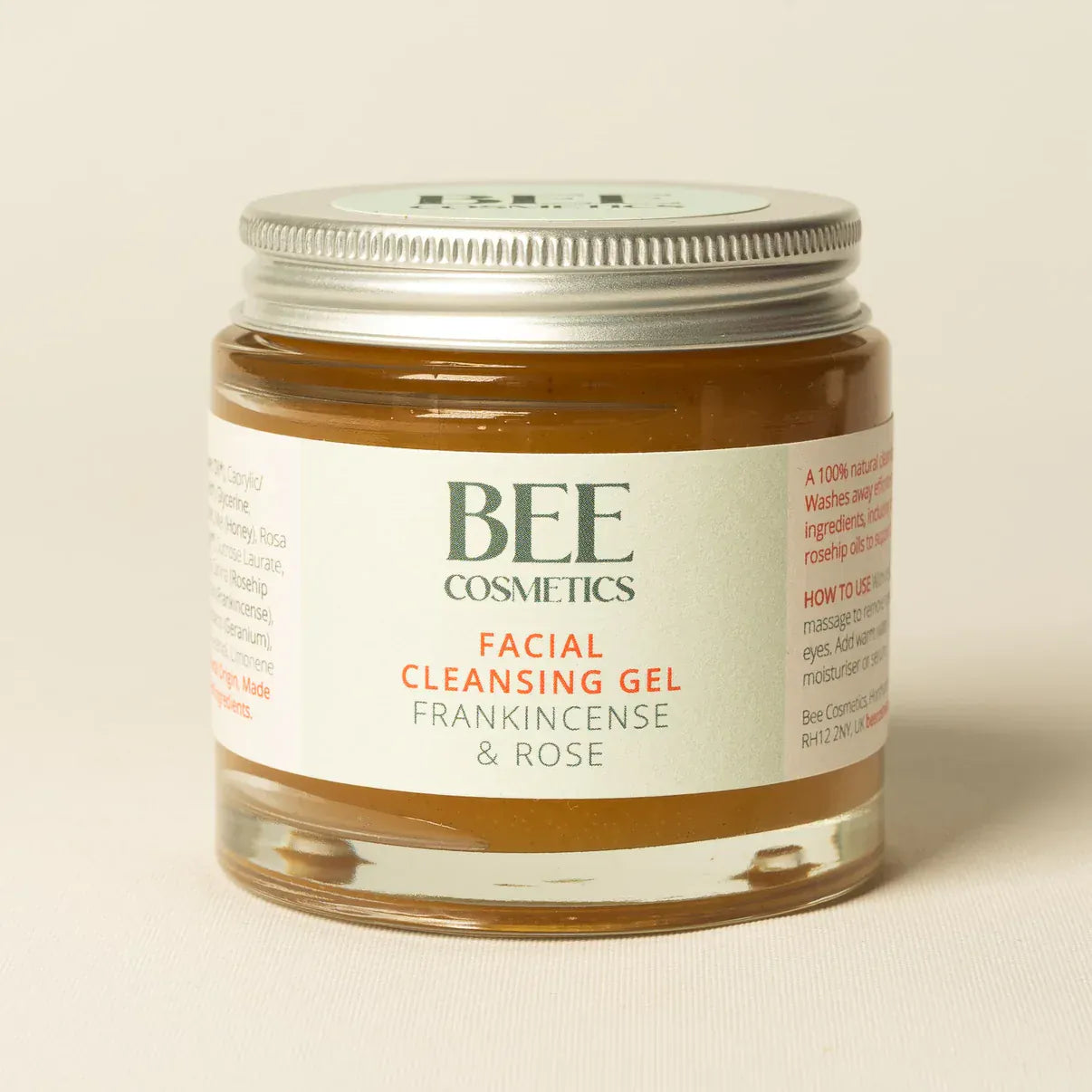 100% Natural Facial Cleansing Gel by Bee Cosmetics - 100ml glass jar.