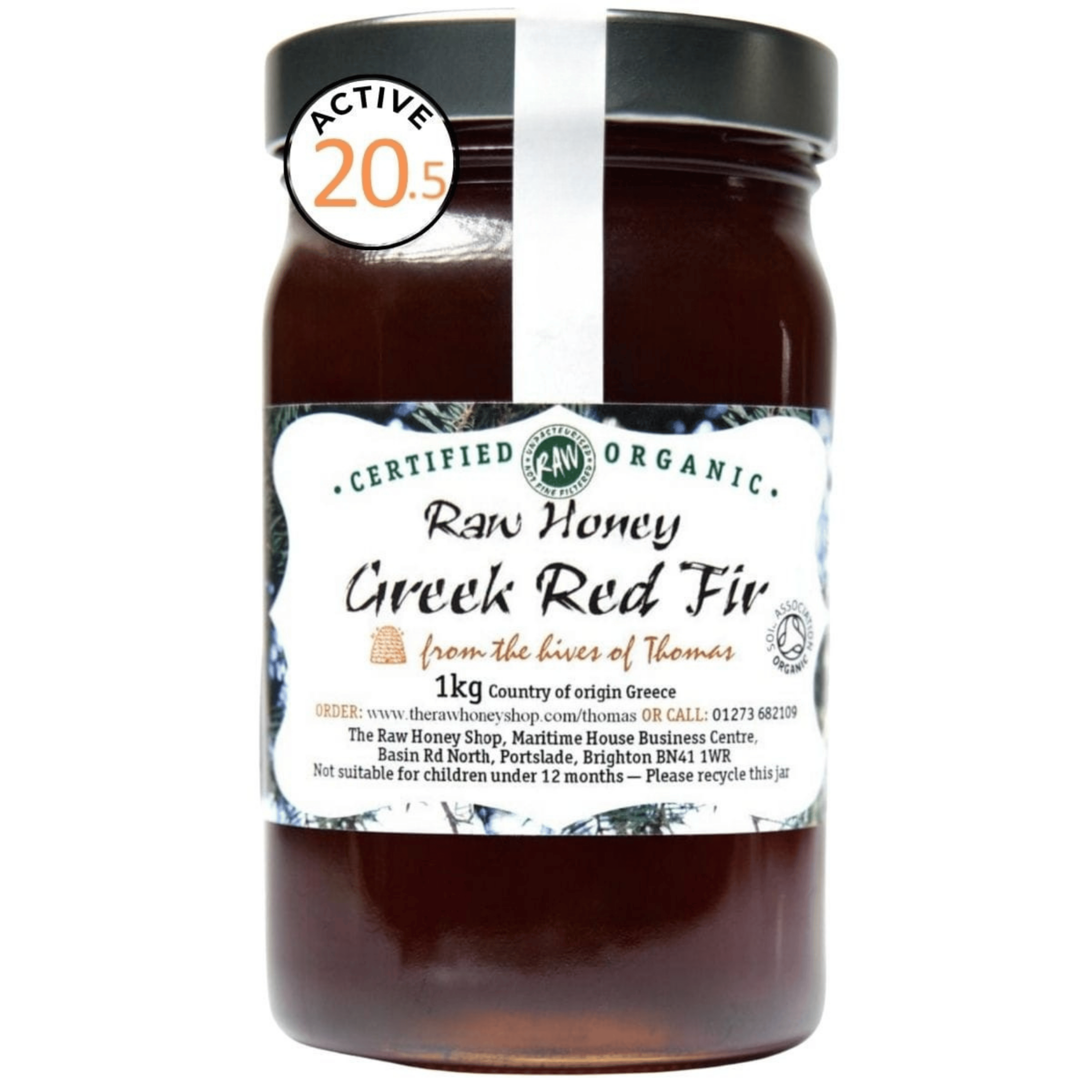 Artisan Certified Organic Greek Red Fir Raw Honey - Active 20.5