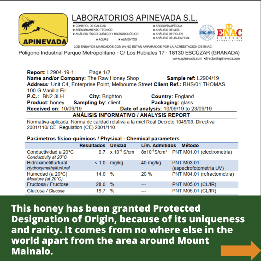 Certificate from laboratory granting protected designation of origin.