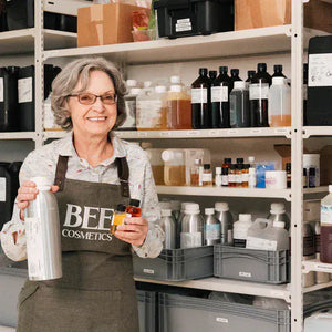 Founder of Bee Cosmetics in her lab.