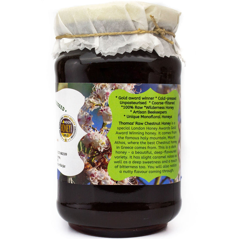 Artisan Raw Organic Greek Chestnut Honey from the Monks of Mount Athos - 1kg/Gold Winner