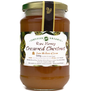 Miel Cruda de Castañas Orgánica en Crema - 500g - Filtrada gruesa, sin pasteurizar y rica en enzimas