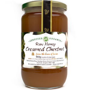 Miel de Castaño Orgánica Cruda Crema - 960g - Filtrada gruesa, sin pasteurizar y rica en enzimas