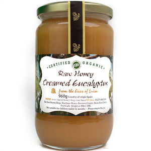 Raw Creamed Organic Eucalyptus Honey - 960g - Coarse-filtered, unpasteurised, and enzyme-rich