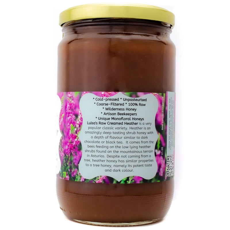Raw Creamed Heather Honey - 960g - Coarse-filtered, Unpasteurised, and Enzyme-rich