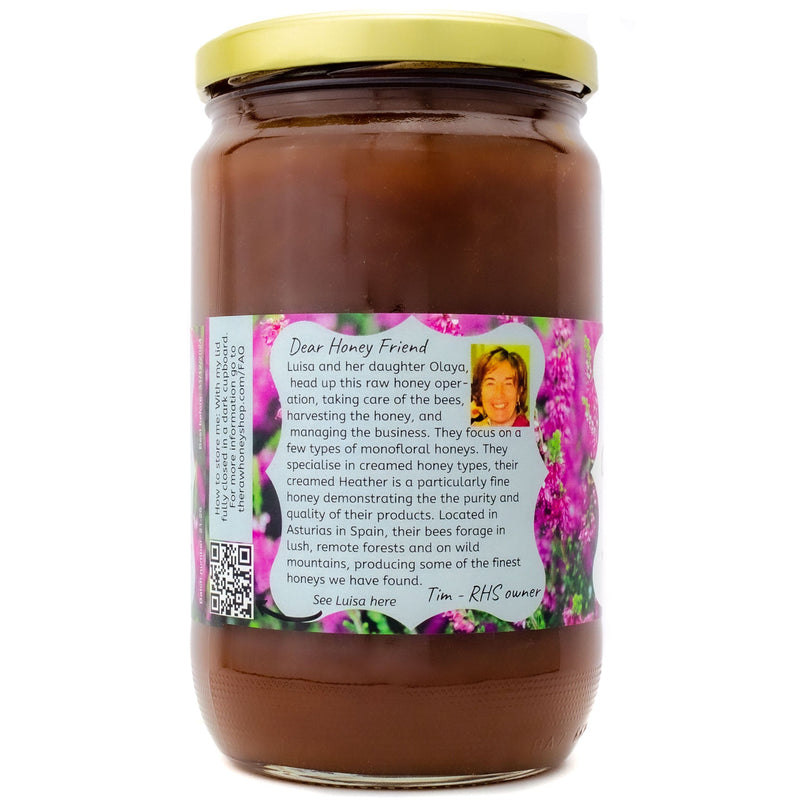 Raw Organic Creamed Heather Honey - 960g - Coarse-filtered, Unpasteurised, and Enzyme-rich