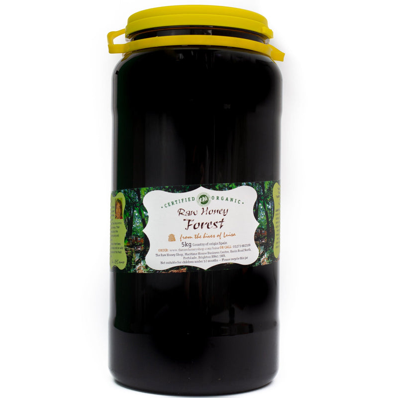 Miel de Bosque Ecológica Cruda - 5kg - Prensada en Frío, Sin Pasteurizar, Filtrada Gruesa, Certificada