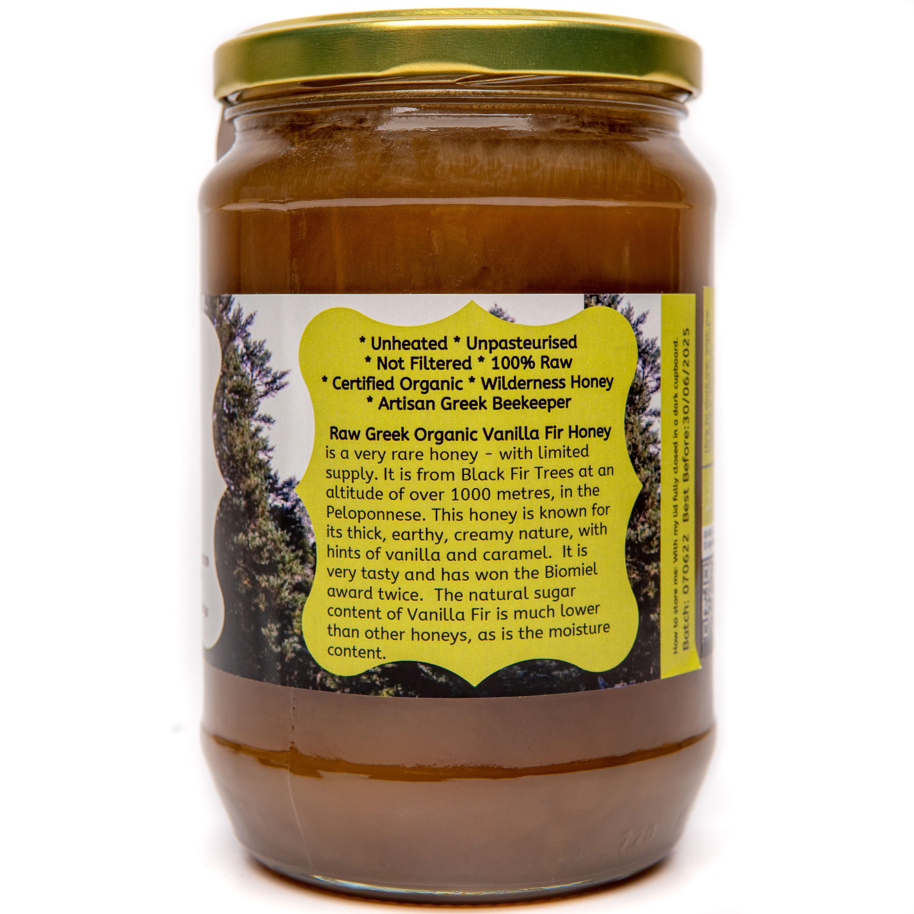 Artisan Greek Organic Vanilla Fir Raw Honey - 1kg/Active 18.5