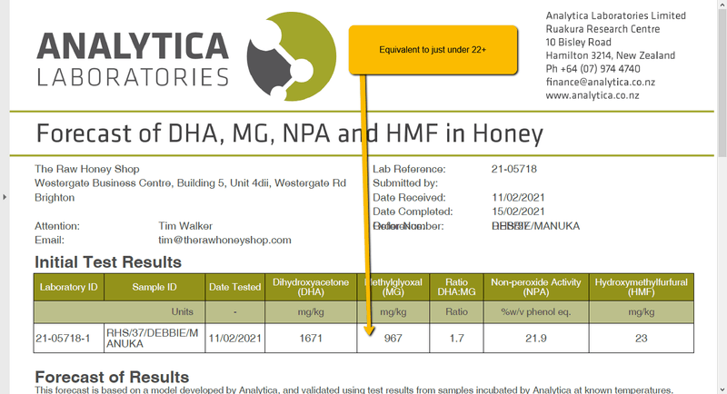 High Strength Active 20+MGO 829 Raw Artisan New Zealand Manuka Honey 250g