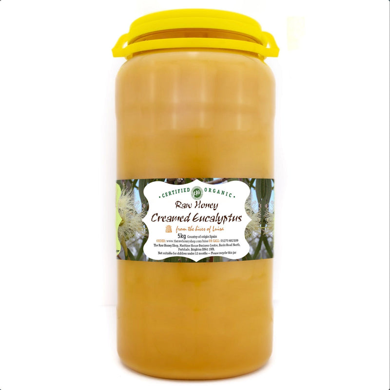 Rå cremet økologisk eukalyptushonning - 5 kg - Grovfiltreret, upasteuriseret og enzymrig