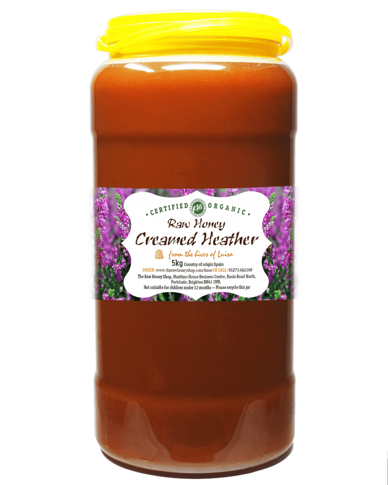Raw Organic Creamed Heather Honey - 5kg - Coarse-filtered, Unpasteurised, and Enzyme-rich