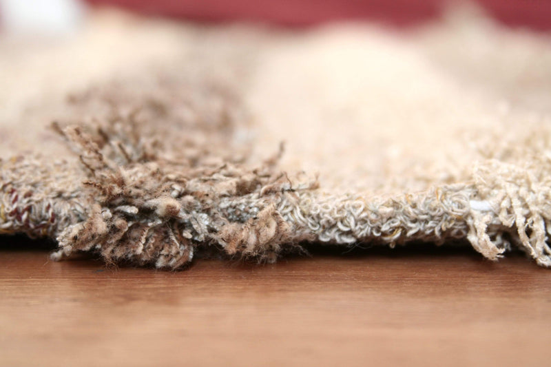 Sjældent og unikt andalusisk håndlavet vendbart tæppe i rustik stil - blandet brune, cremefarvede og biege striber 120 cmx170 cm