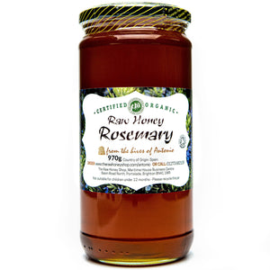 Raw Organic Rosemary Honey - 970g - Platinum Award Winner in the London Honey Awards