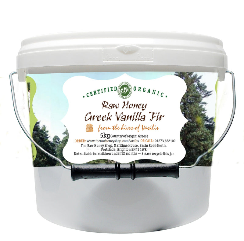Greek Organic Vanilla Fir Raw Honey - 5kg/Active 18.5